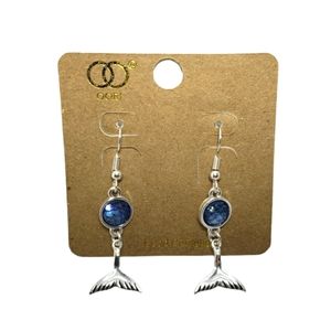 NWT Mermaid Tail Blue and Silver Dangle Earrings